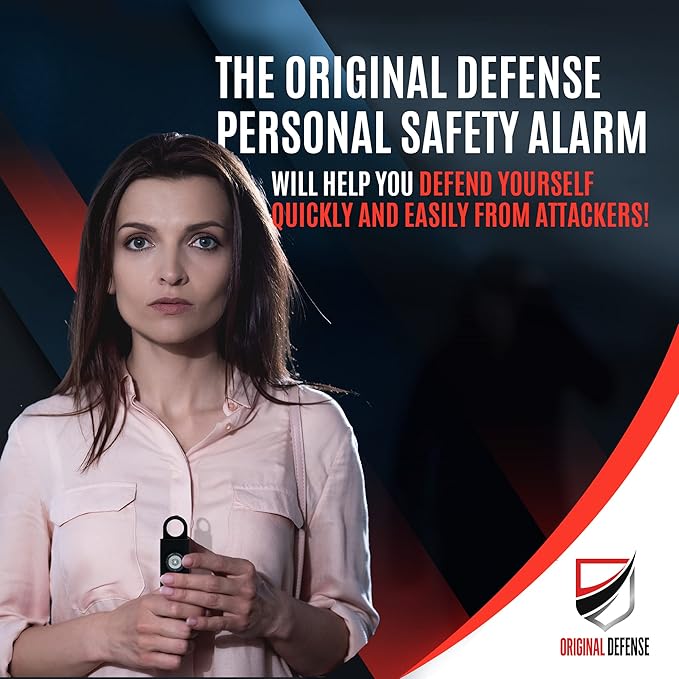 Original Defense® Siren Self-Defense Alarm - 130 dB Keychain Alarm with LED Strobe Light for Women, Children, and Elderly - Police Recommended - (Black, 1 Count)