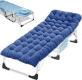 ABORON Camping Cot for Adult 28" Extra Wide, Heavy-Duty 1200D Oxford Cot for Sleeping, Portable Folding Camp Bed with Mat & Carry Bag