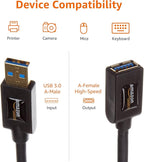 Amazon Basics USB 3.0 Extension Cable, 9.8-Foot High-Speed Data Transfer, Male to Female, 4.8Gbps, Gold-Plated Connectors, Shielded, 3 Meters, Black