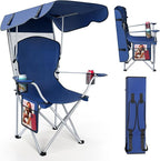 VTOY Portable Camping Chair with Canopy - Folding Chair with Canopy, Durable 600D Oxford Canopy Chair for Camping, Beach, Picnics, Fishing & Sports