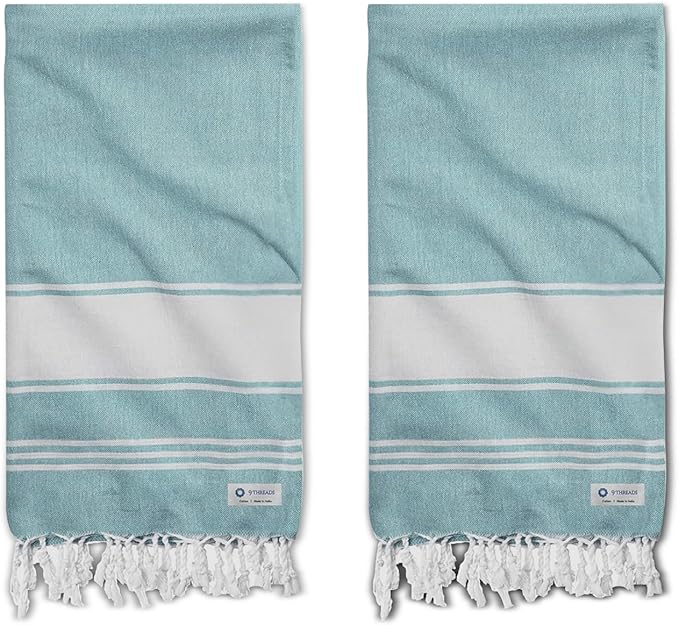 Cotton Turkish Beach Towel with Towels Oversized 36"x72" Pool Absorbent Extra Large Quick Dry Sand Travel Towel (Green, 2 Pack)