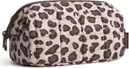BAGSMART Makeup Bag Travel Toiletry Bag, Puffy Padded Make Up Bags for Women Makeup Organizer Case, Wide-open Pouch Purse Travel Essentials Toiletries Accessories Brushes, Leopard