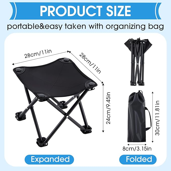 Ripeng 4 Pcs Portable Airplane Travel Foot Rest, Folding Camping Stool, Under Desk Foot Rest at Work for Long Flight, Home and Office Outdoor Hiking Fishing with Carry Bag