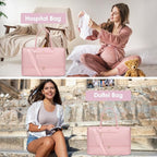 Travel Weekender Bags for Women - Large Duffle Bag with Shoe Compartment Carry On Overnight Bag with Toiletry Bag Pink Duffel Bags with Wet Pocket for Gym Hospital Bags for Labor and Delivery