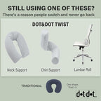 Dot&Dot Twist Memory Foam Travel Pillow for Airplanes, Travel Neck Pillow for Sleeping, Airplane Pillow for Neck Support, Chin, Lumbar and Leg, Adjustable Bendable Neck Roll Pillow