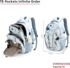 Swissdigital Laptop Backpack with USB Charging Port, Travel Backpack Fits 15.6 inches Computer, 31L Backpack for Men, Polka Blue | SD803-105