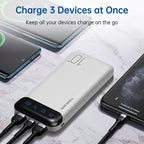 Power Bank 10000mAh Portable Charger Slim External Battery Pack with 2 USB 2.4A Outputs and USB C in/Out Compatible with Huawei iPhone 16 15 14 13 12 iPad Samsung Galaxy S20 Android Tablet (White)