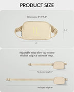 ODODOS Unisex Mini Belt Bag with Adjustable Strap Small Fanny Pack for Workout Running Traveling Hiking, Ivory