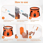 Portable Camping Shower Kit, Rechargeable Pump with Carbon Water Purification, Digital Display, Soft LED Light, Folding Bucket for Outdoor Camping Hiking Pet Bath Car Wash