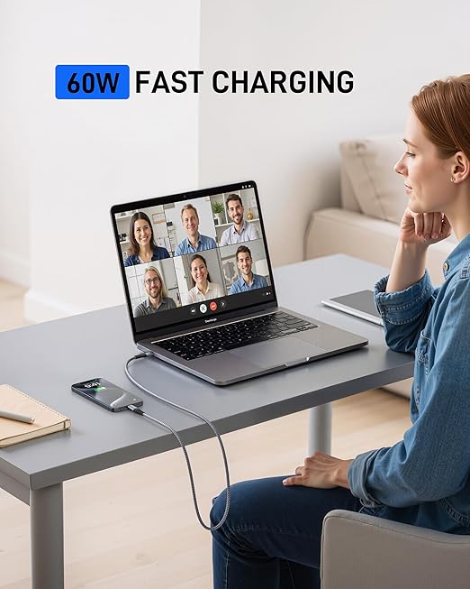 USB C to USB C Cable 60W [2Pack 6FT], USB Type C Fast Charging Cable for Car Durable Braided iPhone USB C Charger Cable USBC to USBC Cord for iPhone 17/16/15/Pro Max/Plus, Samsung Galaxy S23 and More