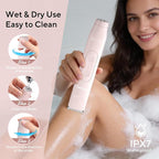 Bikini Trimmer for Women, 2 in 1 Electric Razors for Shower&Travel, IPX7 Waterproof Pubic Hair Remover for Underarm, Legs & Bikini Area, Painless Razor,Hypoallergenic Foil & Ceramic Blades