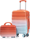 Kids Luggage Sets for Girls, 2 Piece Luggage Set, 20 Inch Rotating Wheel Suitcase with 14 Inch Cosmetic Case, Lightweight Hardshell Suitcase with 360° Spinner Wheels for Travel (Blue+Red)