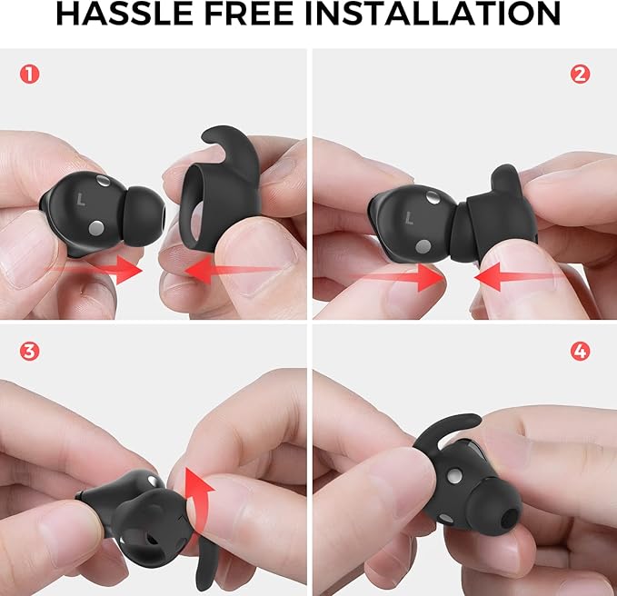 AhaStyle 3 Pairs Beats Studio Buds Ear Hooks Anti-Slip Ear Covers Silicone Accessories【Not Fit in The Charging Case】 Compatiable with New Beats Studio Buds 2021 (Black)
