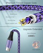 [4Pack/6FT] USB Type C to USB A Cable, 3A Fast Charging Long Android USBC Phone Power Charger Braided Cord for Samsung Galaxy Charger Droid iPhone 17e 17 16e 16 15 Pro Max Moto Android Type-C Cable