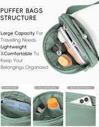 WESTBRONCO Puffer Fanny Packs for Women Quilted Nylon Waterproof Belt Bag with 2 Zipper, Puffy Crossbody Bag with Adjustable Strap, 1L Waist Bag for Travel Daily
