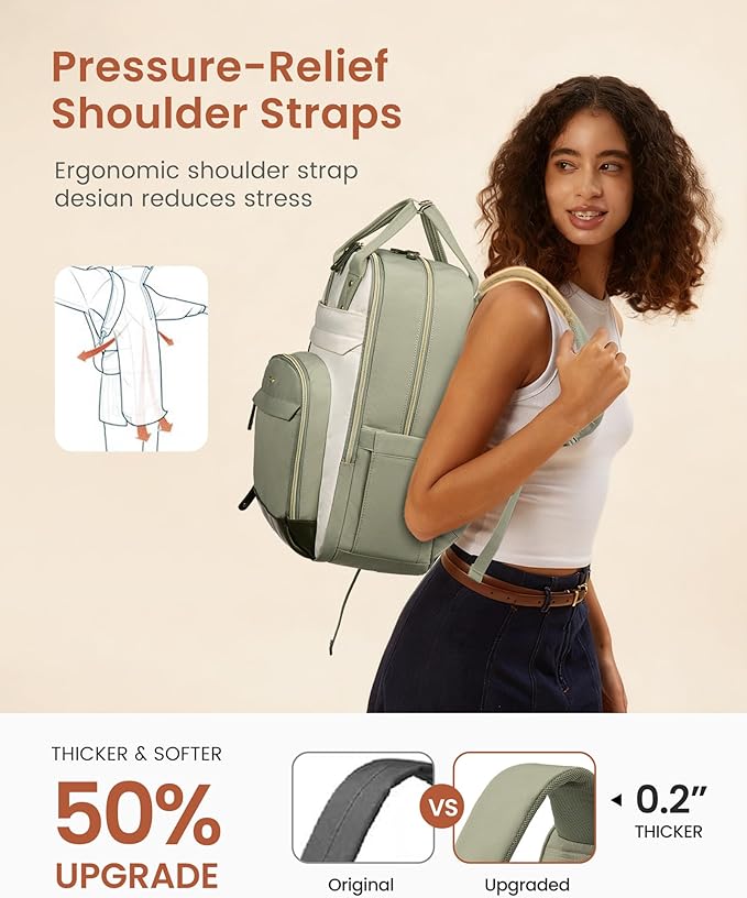 LOVEVOOK Laptop Backpack Women with Giant Tumbler Holder,18.4 inch Work Travel Backpack Computer Laptop Bag,Cute College Nurse Teacher Backpack Purse,Gift for Women & Men,Indigo blue-Mint green-Indigo