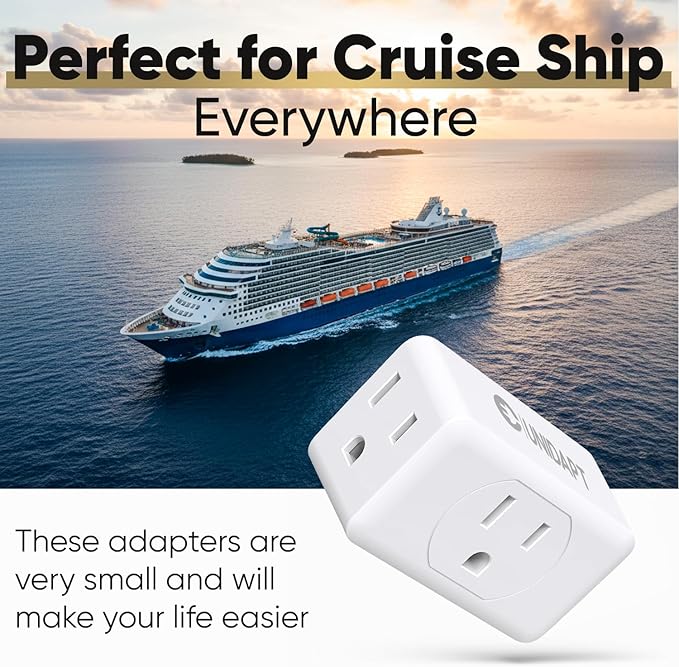 Unidapt Multi Plug Outlet Extender - 3 Way Wall Outlet Splitter, Cruise Ship Approved Power Adapter, Compact Travel Plug Expander for Home, Office, Dorm Room, or Cruise Cabin - White 1-Pack