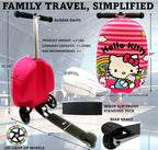 Fast Forward Hello Kitty 2-in-1 Kids Scooter Suitcase & Ride-on Carry-on Luggage Lightweight Travel Case with Built-in Kick Scooter