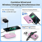 GKUTW Magnetic Portable Charger for iPhone,10800mAh 25W PD QC4.0 Fast Charging USB C Power Bank,4 Output Dual-Side Magnet Travel Essentials Battery Pack for iPhone 17/Air/16/15/14/13/12 Series (Pink)