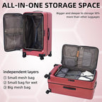 Kaleenie 2 pieces 20/29 Aluminum Frame Carry On and Checked Luggage Set with Side Opening, Lightweight Hardshell ABS+PC Trunk Suitcase with TSA Lock, 360° Universal Wheels & Adjustable Handle,Wine Red