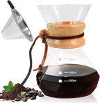 Pour Over Coffee Maker 400ml 13.5oz Glass Drip Coffee Maker with 304 Stainless Steel Filter High Borosilicate Glass Duckbill Spout Solid Wood Handle Pour Over Coffee Dripper for Daily Brewing
