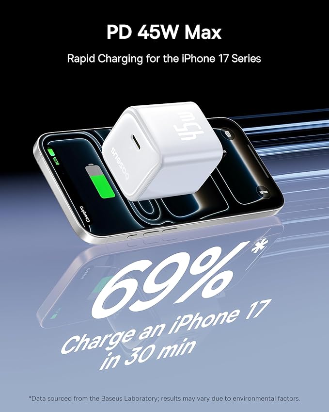 Baseus 45W 2 Pack PPS Fast Charger Type C with USB-C Cable, Bundle with 20000mAh Compact Portable Charger 45W, CCC Certified Power Bank Built-in USB-C Cables