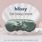 Blissy Silk Sleep Mask - Eye Sleeping Mask for Women & Men for Total Blackout - 100% Pure Mulberry Silk, 22 Momme 6a Fibers - Blindfold Sleep Mask Side Sleeper Eye Cover (Matcha)