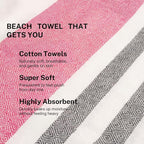 Cotton Turkish Beach Towel with Towels Oversized 36"x72" Pool Absorbent Extra Large Quick Dry Sand Travel Towel (Rosé Obsidian, 4 Pack)