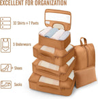 Veken 8 Set Packing Cubes for Travel Essentials, Suitcase Organizer Bags in 4 Sizes, Carry-On Luggage Accessories with Large Laundry & Hanging Toiletry Bag, Must-Have for Airplane, Road Trip & Camping