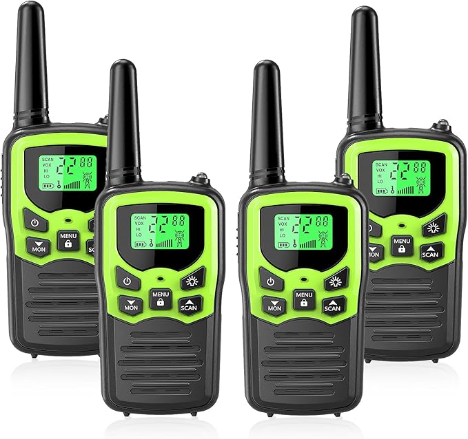 MOICO Walkie Talkies for Adults with 22 FRS Channels, LED Flashlight, VOX Scan LCD Display, Long Range Family Walkie Talkie Radios for Hiking Camping Trip (Green)
