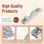 Nail Clipper Set for Men and Women, 7 Pcs Toenail Clippers, Stainless Steel Fingernail Clipper, and Travel Case Manicure Set, Gift Ideas (Beige)