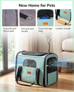 Morpilot Cat Carrier - Cat Carrier Soft for Medium or Large Cats up to 20lbs, with Dual-Sided Cushion, Secure Buckle and Foldable Bowl, Dog Carriers for Small Dogs - Pet Carrier (Green)