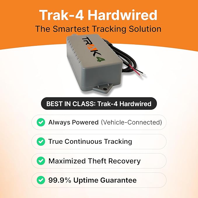 Trak-4 12v Hardwired GPS Tracker. Durable, Reliable Track Trailers, Equipment, Vehicles, Assets. Long Battery Life, Waterproof, Worldwide. Low-Cost Subscription Required.