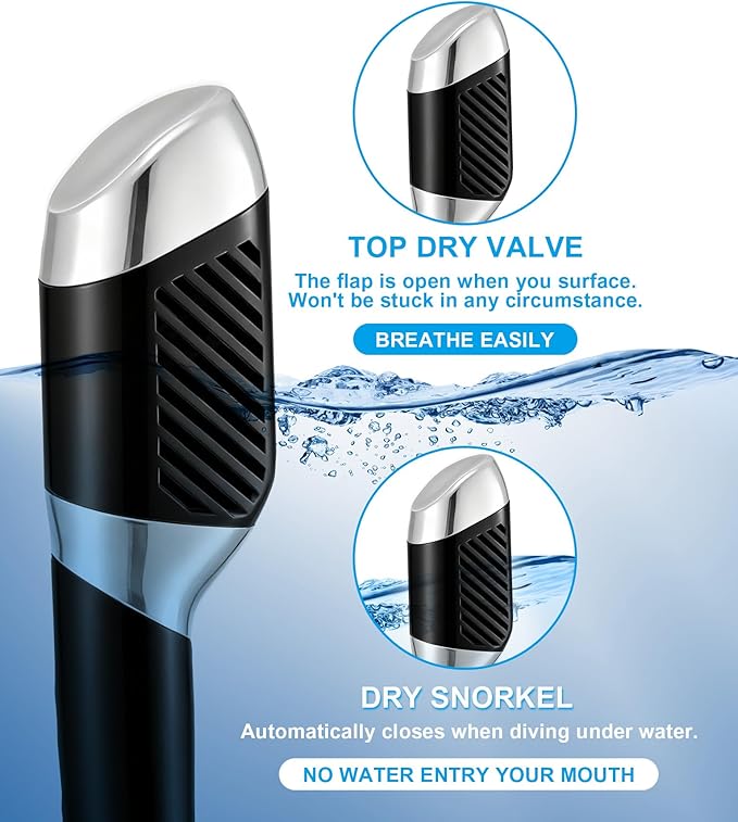 Aegend Snorkeling Gear for Adults Youth Kids, Snorkel Mask with Top Dry Valve - Panoramic View Anti-Leak and Anti-Fog with Mesh Bag for Snorkeling, Scuba Diving, Freediving & Swimming