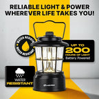 LUXPRO Retro LED Lantern - Battery-Powered Emergency Lantern - Water Resistant - Bright LED Lamp for Indoor & Outdoor Use - Use for Tents, Hiking or Hurricane Prep (Black, Pack of 1)