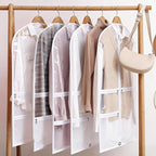 Woanger 6 Pcs Garment Bags for Dance Costumes Clear PVC with Zippers Garment Bag with Pockets Dance Costume Organizer Carrier for Storage Cover for Adult (White,24'' X 60'')