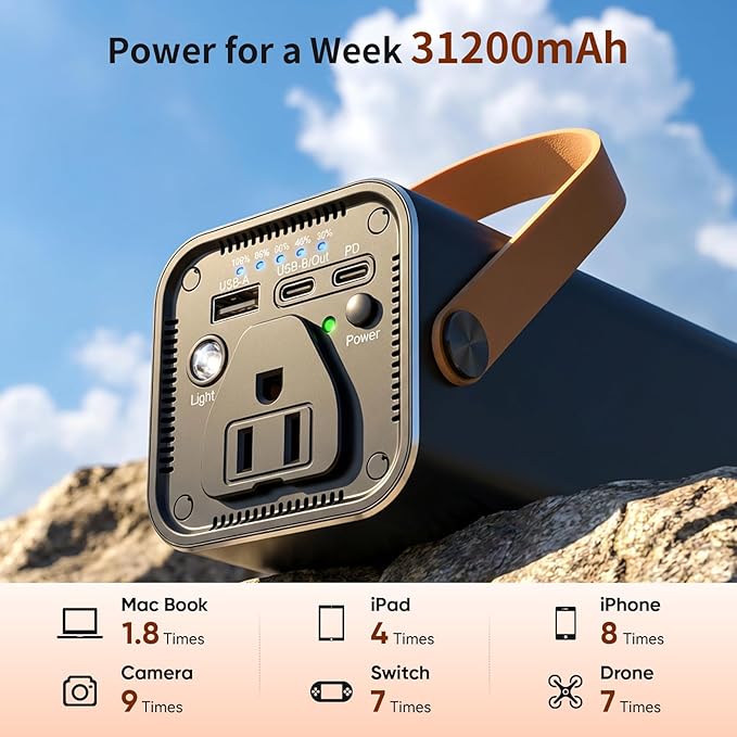 Portable Laptop Power Bank with 120W AC Outlet, 65W PD Fast Charging, 31200mAh/116Wh Portable Laptop Charger for Laptops, Tablets and Smartphones
