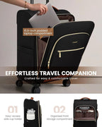 LOVEVOOK Carry On Luggage 22x14x9 Airline Approved, 20 Inch Softside Suitcases with Wheels, Lightweight Spinner Carry on Suitcase with TSA Lock, Water-Resistant Large Capacity Luggage for Travel