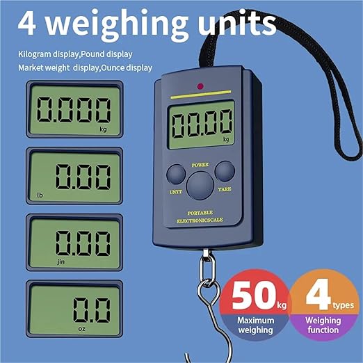 Luggage Weight Scale, 4PC Multifunctional Mini 50kg/10g Electronic Hanging Fishing Luggage Portable Digital Handy Electronic Pocket Weight Hook Scale,for Travel