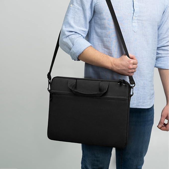 15.6-16 Inch Laptop Sleeve Shoulder Bag Notebook Chromebook Computer Carrying Case Compatible with 15.6 inch Acer Asus Dell HP Thinkpad, Black