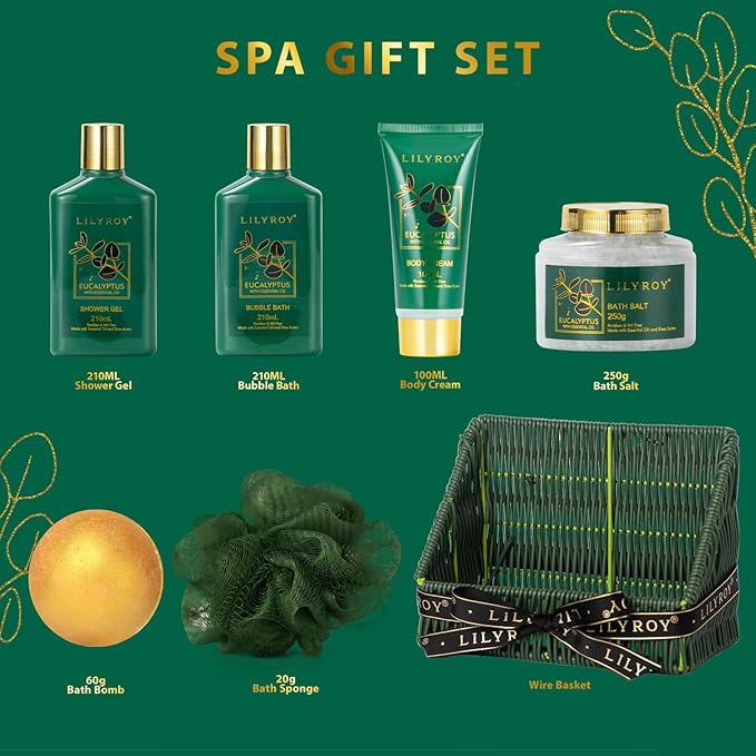 Gifts for Women & Men, Mother's Day Gift Basket for Women - 7 Pcs Bath and Body Gift Basket Set, Spa Gift Basket for Women | Perfect Christmas, Birthday, Fathers Day, Valentines Day Gifts