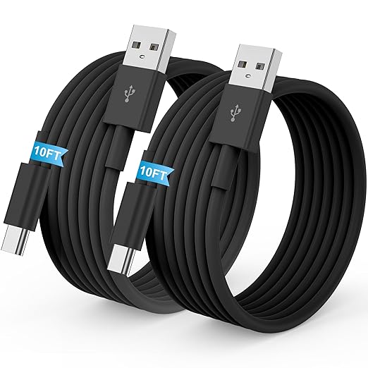 2Pack 10FT USB to USB C Fast Charging Cable for iPhone 17 16 15 Charger Cord, for Apple for iPhone 17 16 15/Pro/Pro Max/Plus Long Type C Car Carplay Cord for iPad Pro 12.9/11 for Android(Black)