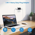 EXTRASTAR 3 Outlet Extender, Heavy Duty Grounded Wall Tab, T-Shaped Adapter, 3 Way Plug, ETL Listed Power Splitter, 4 Pack, Black
