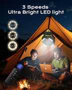 Misting Fan, Portable Camping Fans with 9oz Water Tank, 24000mAh Rechargeable Fan with 4 Speed, Battery Powered Fans with 120H Cooling, Last 5H Mist, 2 Mist Modes, Lights, Outside/Summer Essential