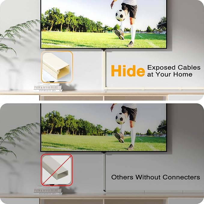 Cord Cover Wall, 157in Delamu Cord Hider Wall Mounted TV, Wire Covers for Cords Cable Management, Cable Raceway Cable Hider Concealer, Cable Cover Wire Hider to Hide Cords, 10XL15.7W0.95H0.55in Beige