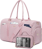 Women Weekender Travel Duffle Bag: Travel Duffel Overnight Bags with Shoe Compartment Large Carry on Tote with Toiletry Bag Weekend Traveling Yoga Gym Hospital Bag for Women with Wet Pocket Pink