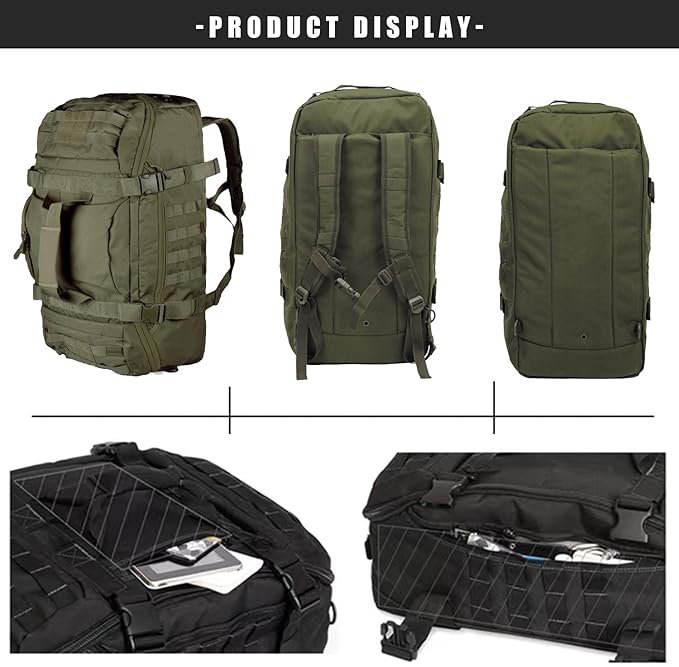 Miramrax Travel Duffle Bag Backpack for Men - Large Tactical Bags Weekender Gym Bag for Overnight Traveling Military Workout Deployment Sports (Green, 80L)