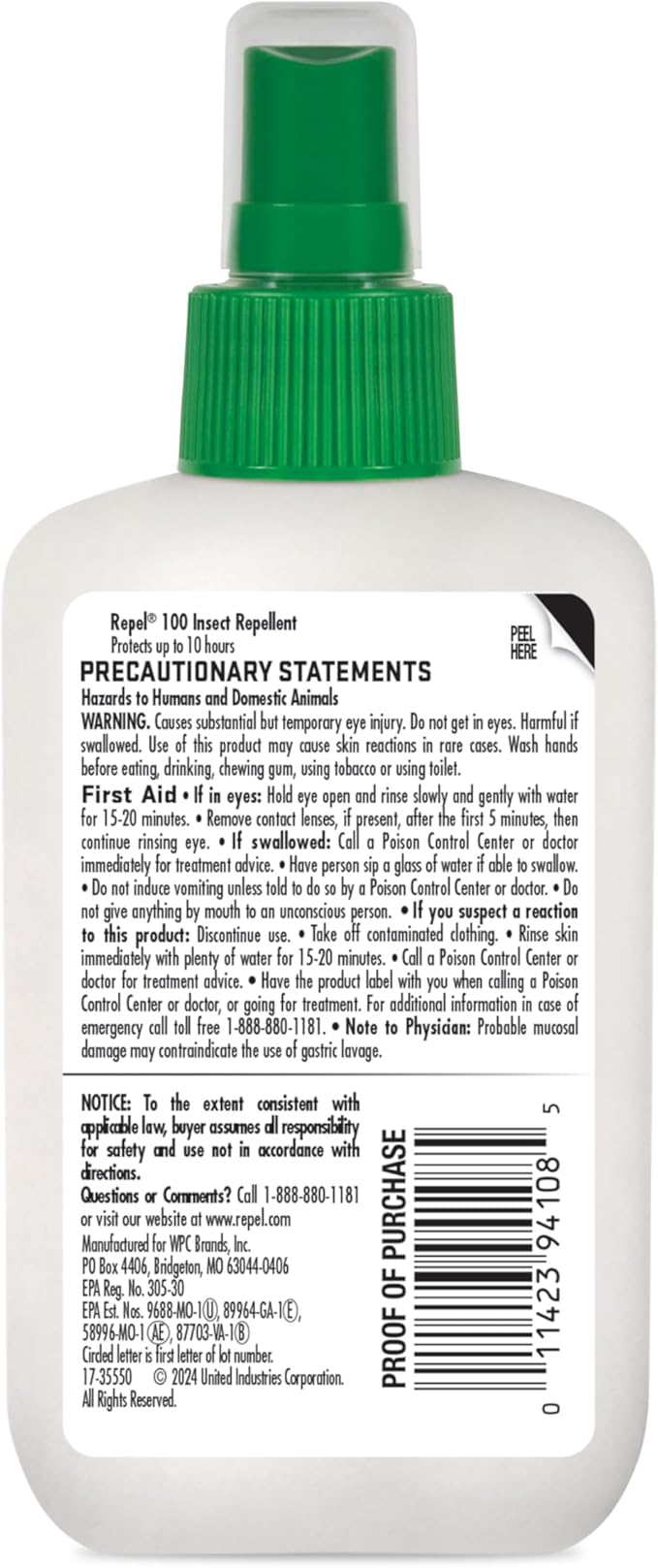 Repel 100 Insect Repellent, 4 Ounces, With DEET, 10-Hour Protection Long-Lasting Insect Repellent Pump Spray Repels Mosquitoes, Ticks, Gnats, Biting Flies, Chiggers And Fleas