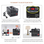 Yinleader 1000W Voltage Converter Transformer(110V to 220V OR 220V to 110V) 1000 Watt Step Up/Down Converter 110/120 Volt - 220/240 Volt w/US Power Cord,Circuit Breaker Protection