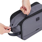 ZEEMO Travel Toiletry Bag for Men, Medium Water-Resistant Double-Sided Full-Open Dopp Kit, Versatile Organizer for Shower and Hygiene Accessories, Bathroom Essentials, Cosmetics, Grey